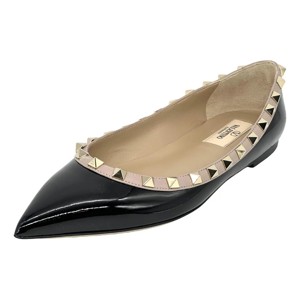 Valentino Rockstud Black and Beige Studded Flats